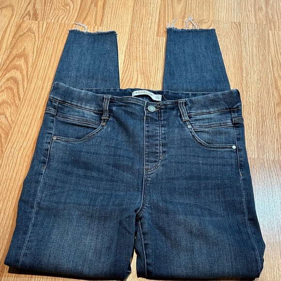 Liverpool Los Angeles Womens Dark Wash Fray Hem Ankle Skinny Jeans - Picture 2 of 3